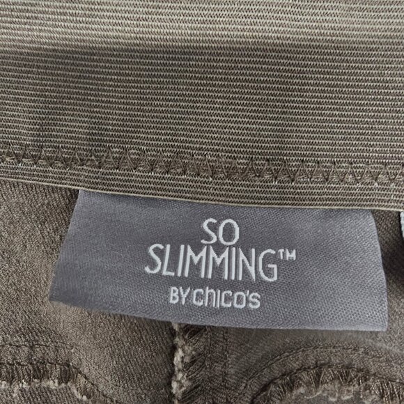 Chico's So Slimming Brown Straight Leg Pants Casual Cropped Stretch 3 (XL) - Picture 13 of 16